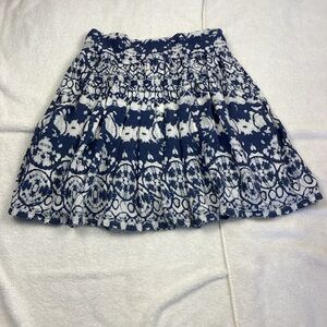 Japna Blue and White Floral Skater Skirt Sz M